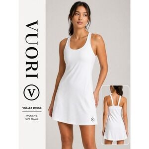 VUORI Volley White Sleeveless Tennis-Pickleball-Golf Dress S Athleisure NWT